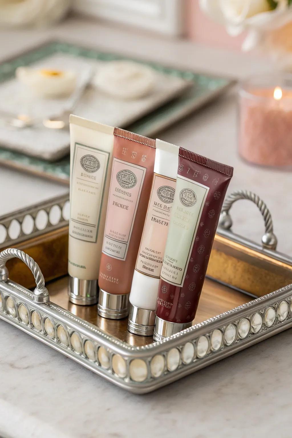 An array of nourishing hand creams for everyday care.