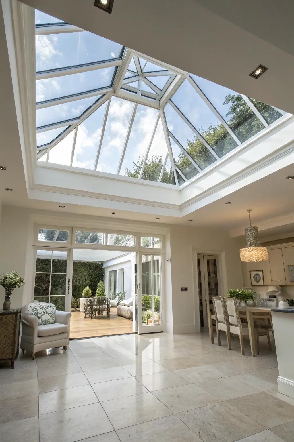 A chic glass roof lantern that maximizes natural light.