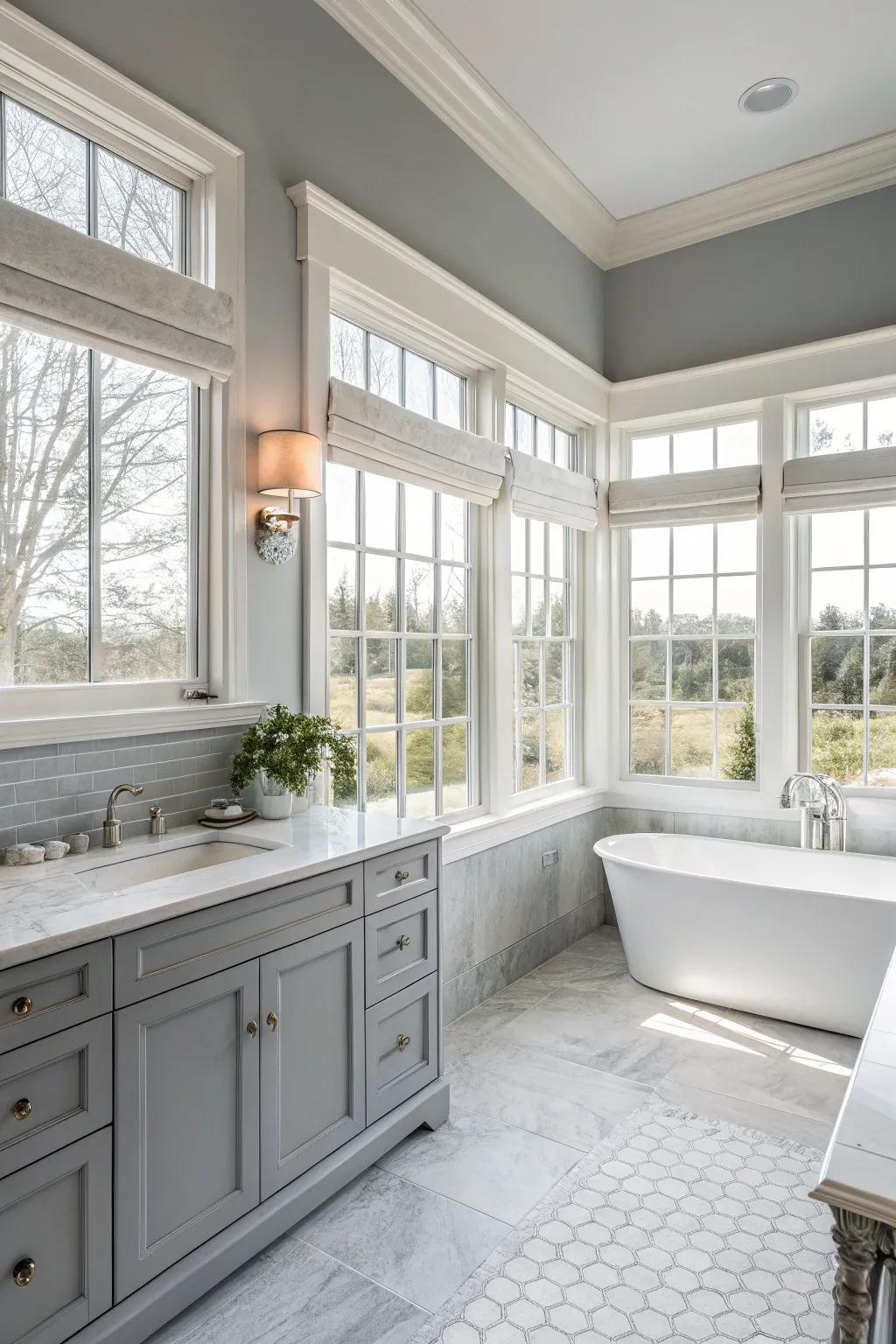 Natural light emphasizes the beauty of gray and white hues.