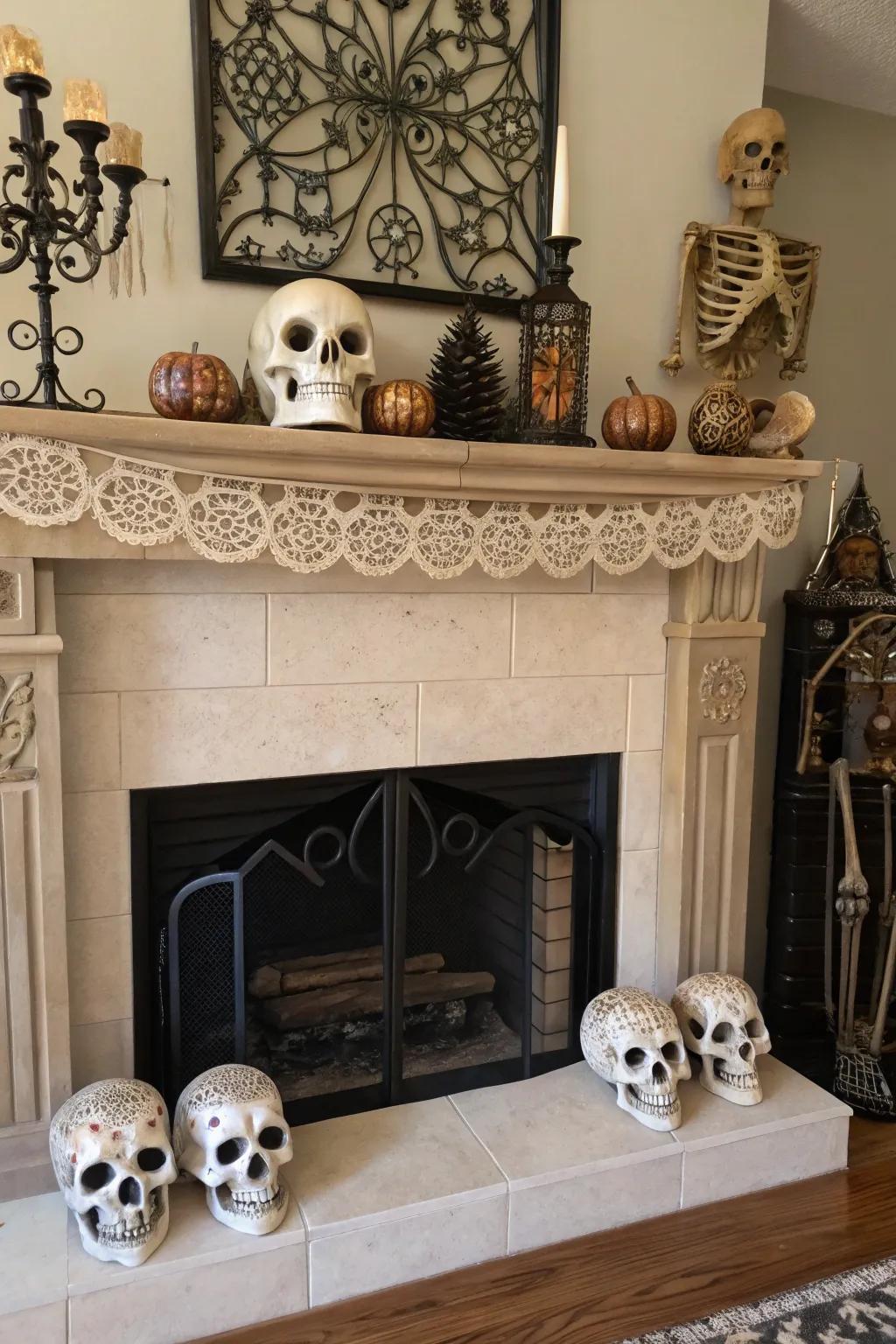 Skeletons and skulls offer an eccentric focal point.