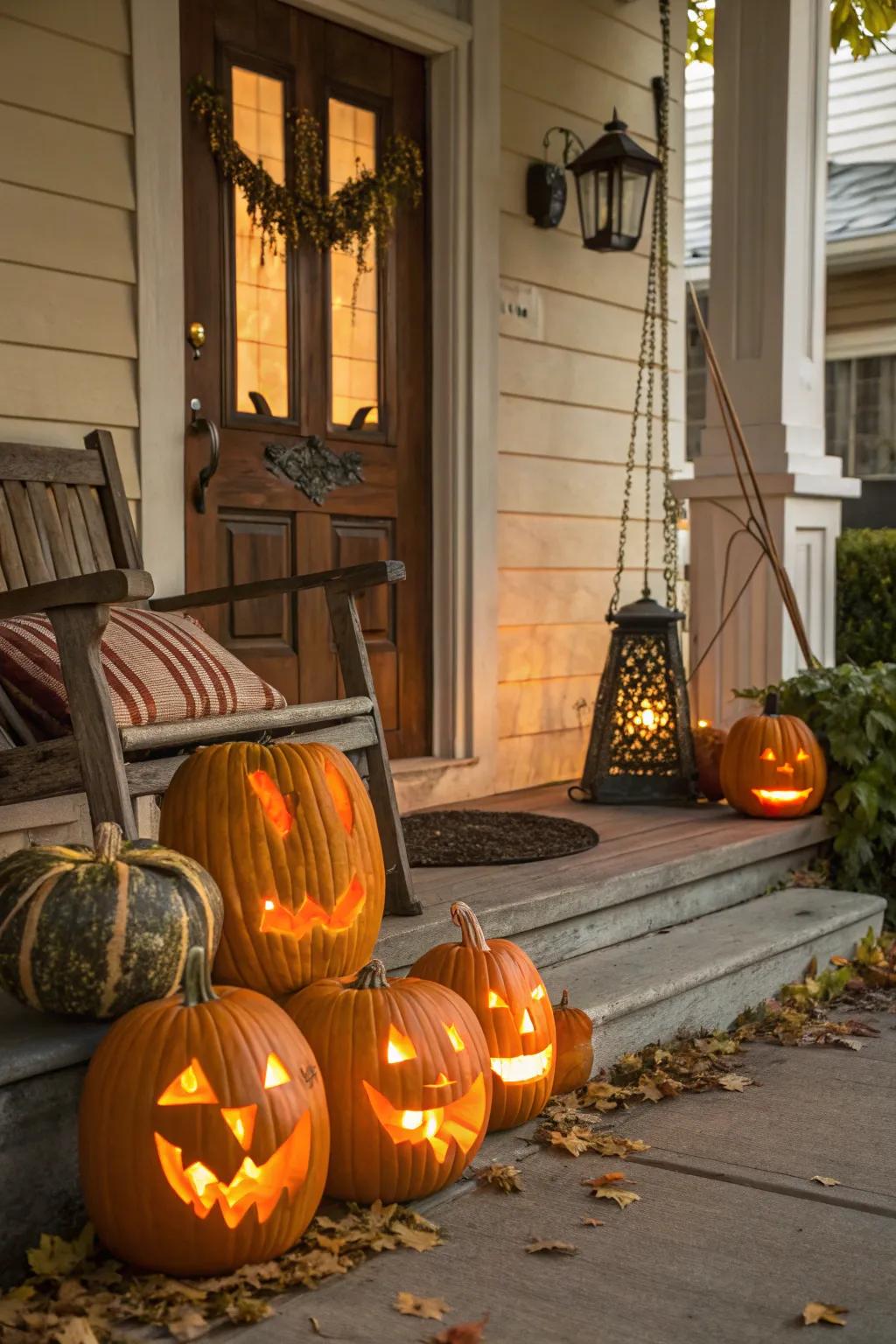 Gourds are a flexible ornament for crafting a spooky entrance.