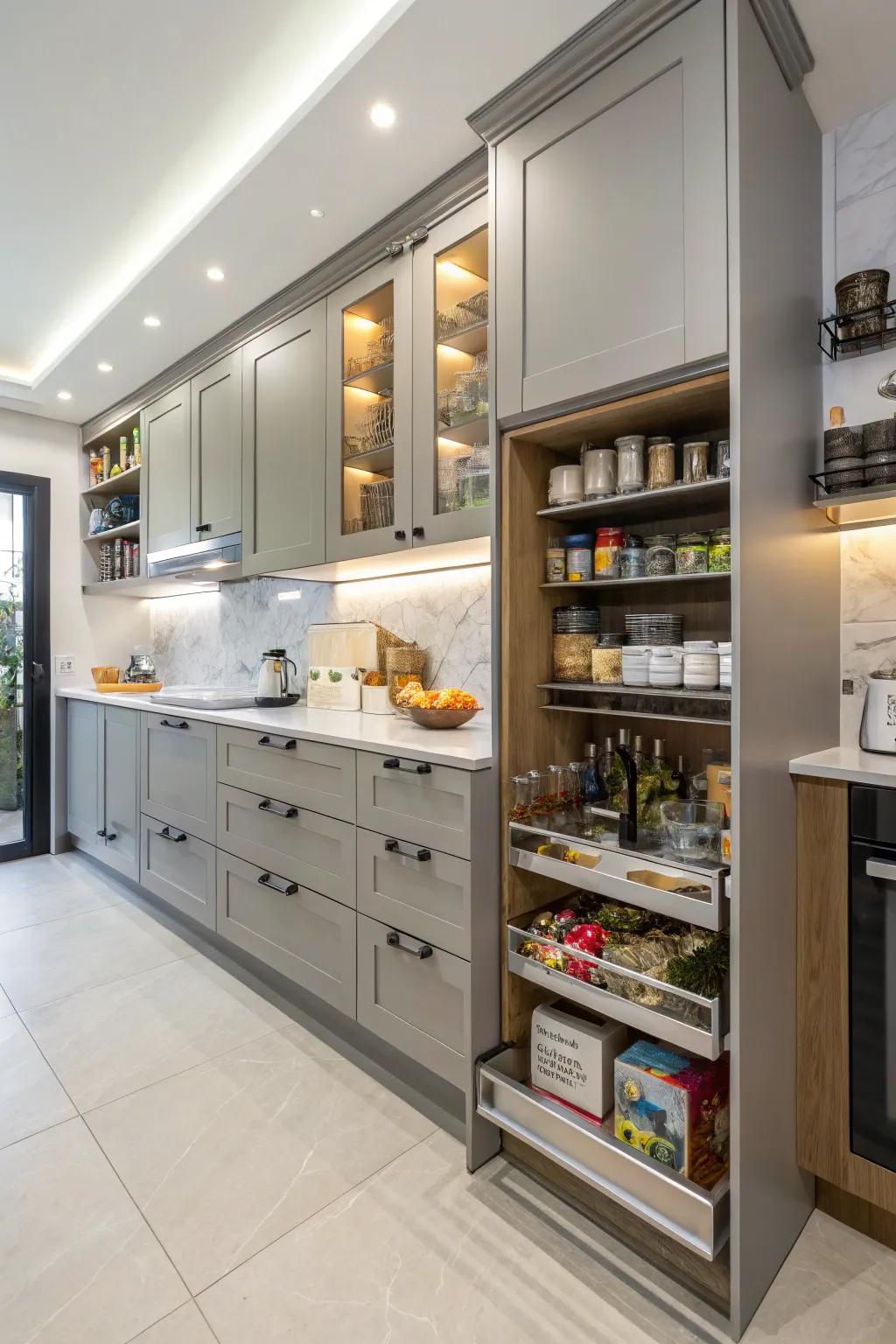 Integrated storage helps maintain an efficient and clutter-free kitchen.