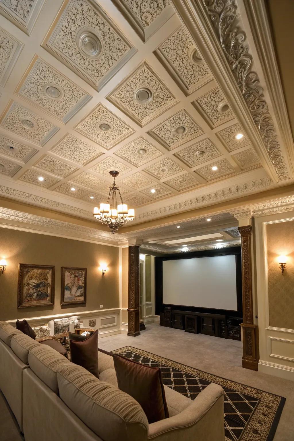 Introduce depth and style using a boxed ceiling.