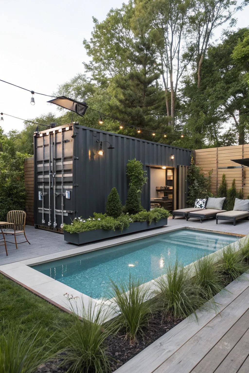 A modern interpretation of pools utilizing a freight box.