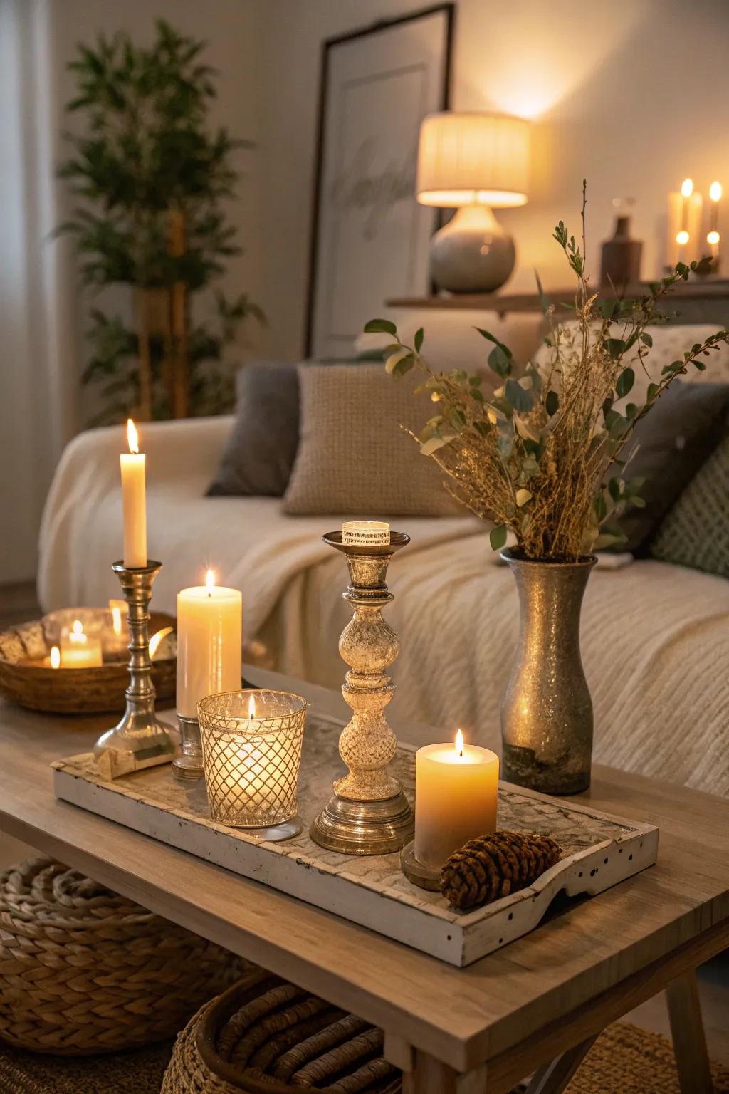 Candles create a warm and welcoming ambiance.