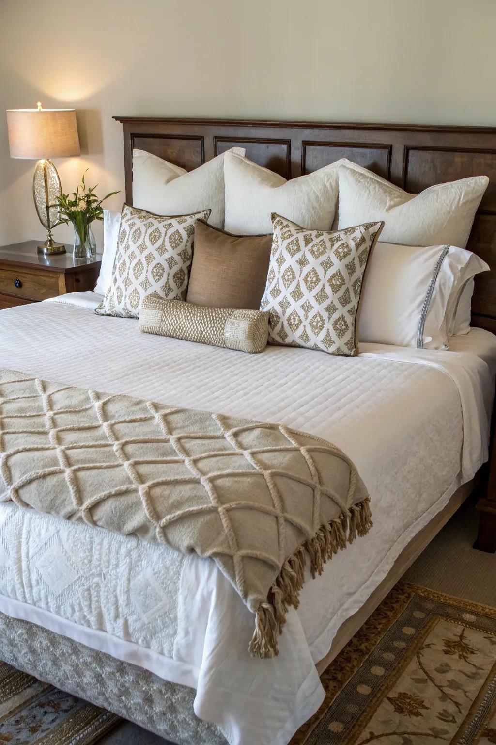 Symmetry imparts a feeling of structure and calm to your bed.