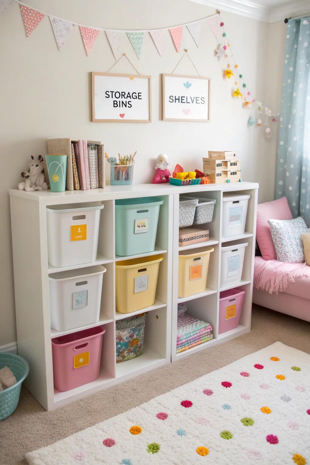 Labels help keep things where they should be in a kid’s room.