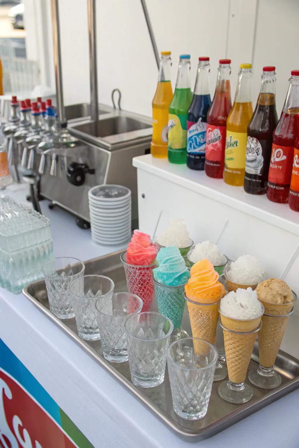 A sparkling soda float station that adds a fizzy delight to any gathering.