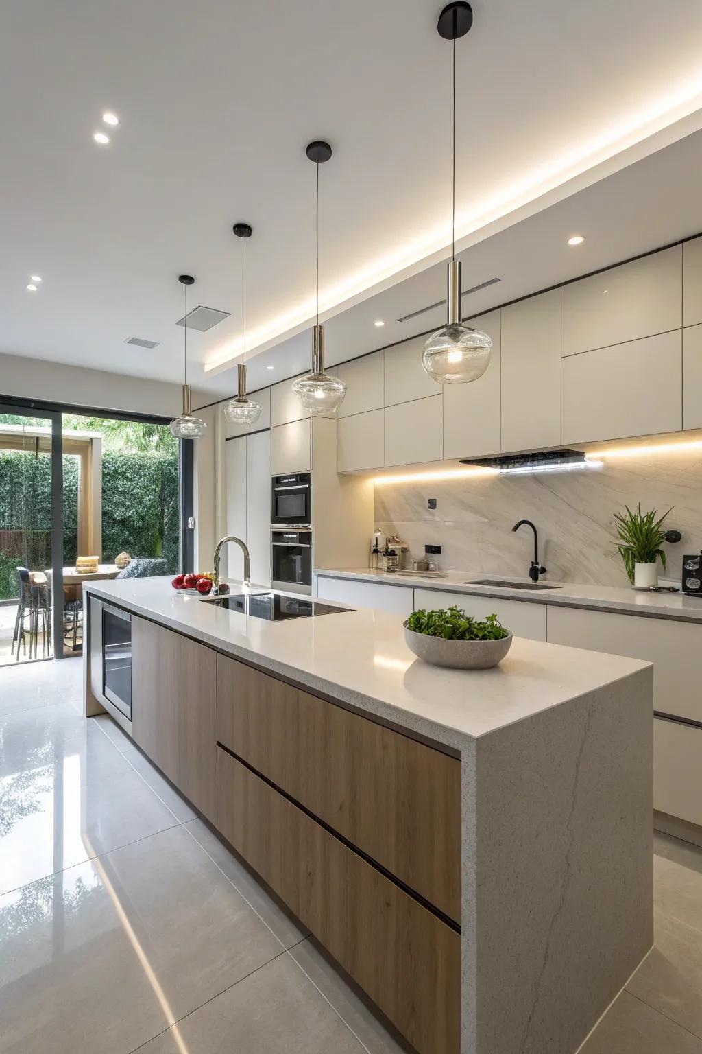 Solid surface countertops deliver a tidy and contemporary aesthetic, ideal for seamless designs.