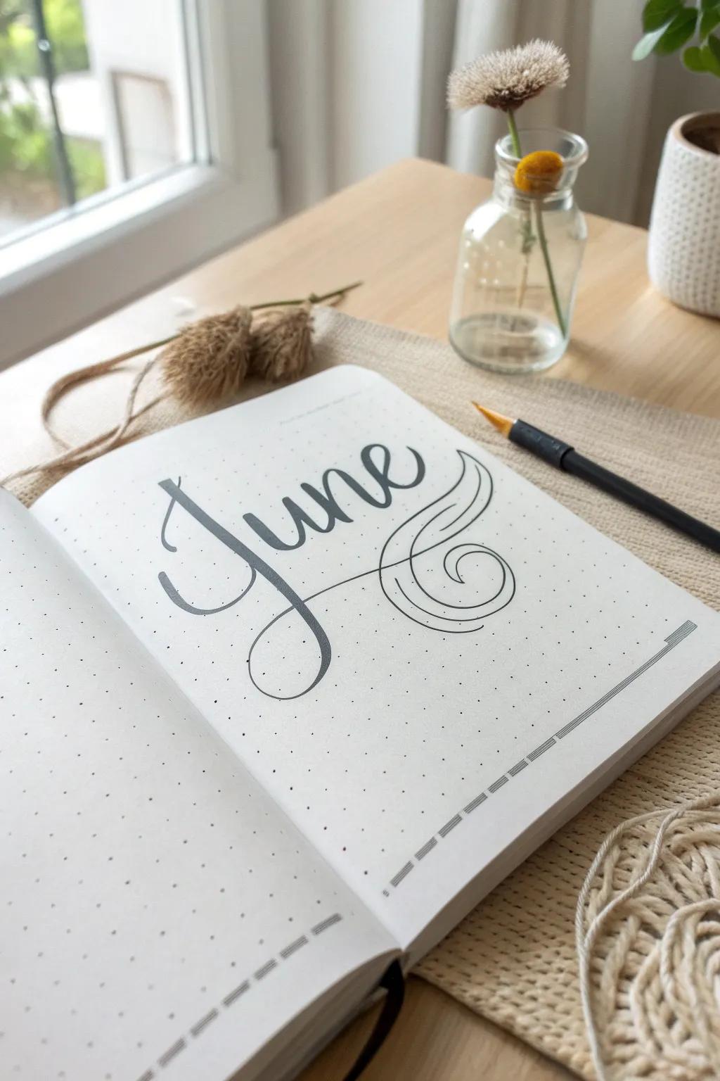 This June, embrace the art of calligraphy to give your bullet journal a sophisticated touch.