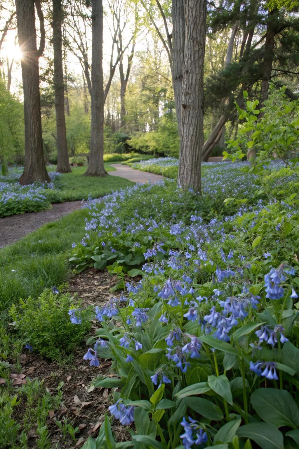 <strong><em>Azure Woodland Bells</em></strong> adding charm to shaded gardens.” loading=”lazy” class=”pimg”>
	</picture><figcaption><strong><em>Azure Woodland Bells</em></strong> adding charm to shaded gardens.</figcaption></figure>
<p>For those shaded nooks, <strong><em>Azure Woodland Bells</em></strong> offer a cascade of blue in the spring. These captivating flowers craft a magical woodland ambiance that’s truly spellbinding.</p>
<h3>Maybe worth checking out:</h3>
<ul class=