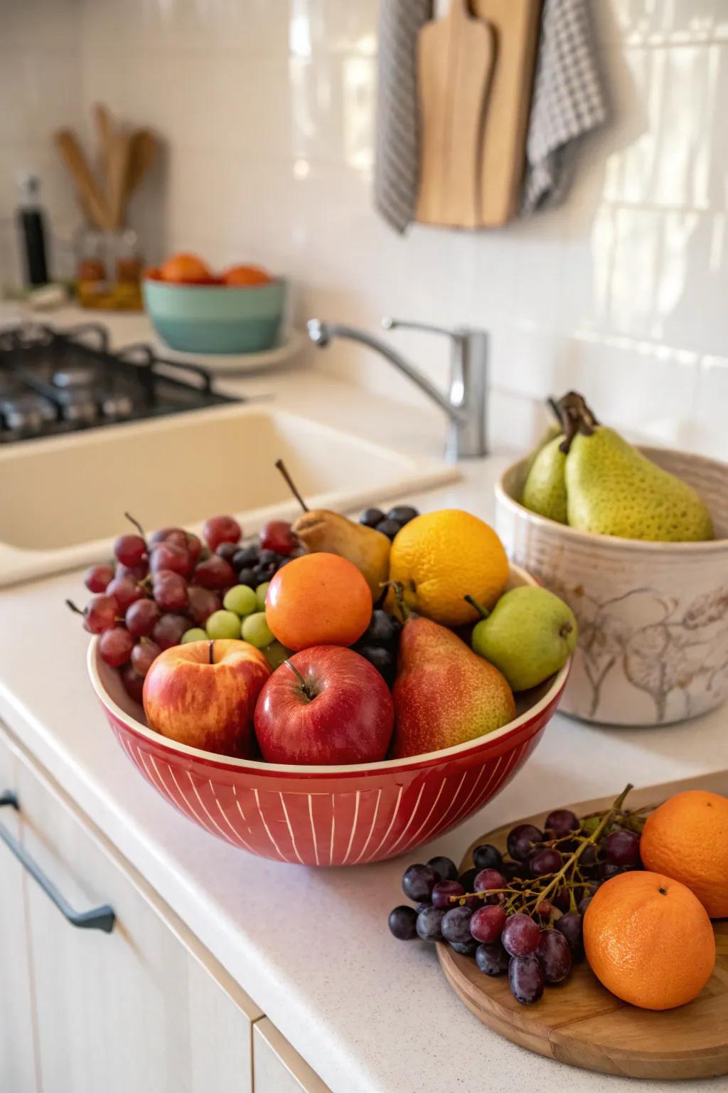 Produce bowls enhance hues and warmth to your cooking space.