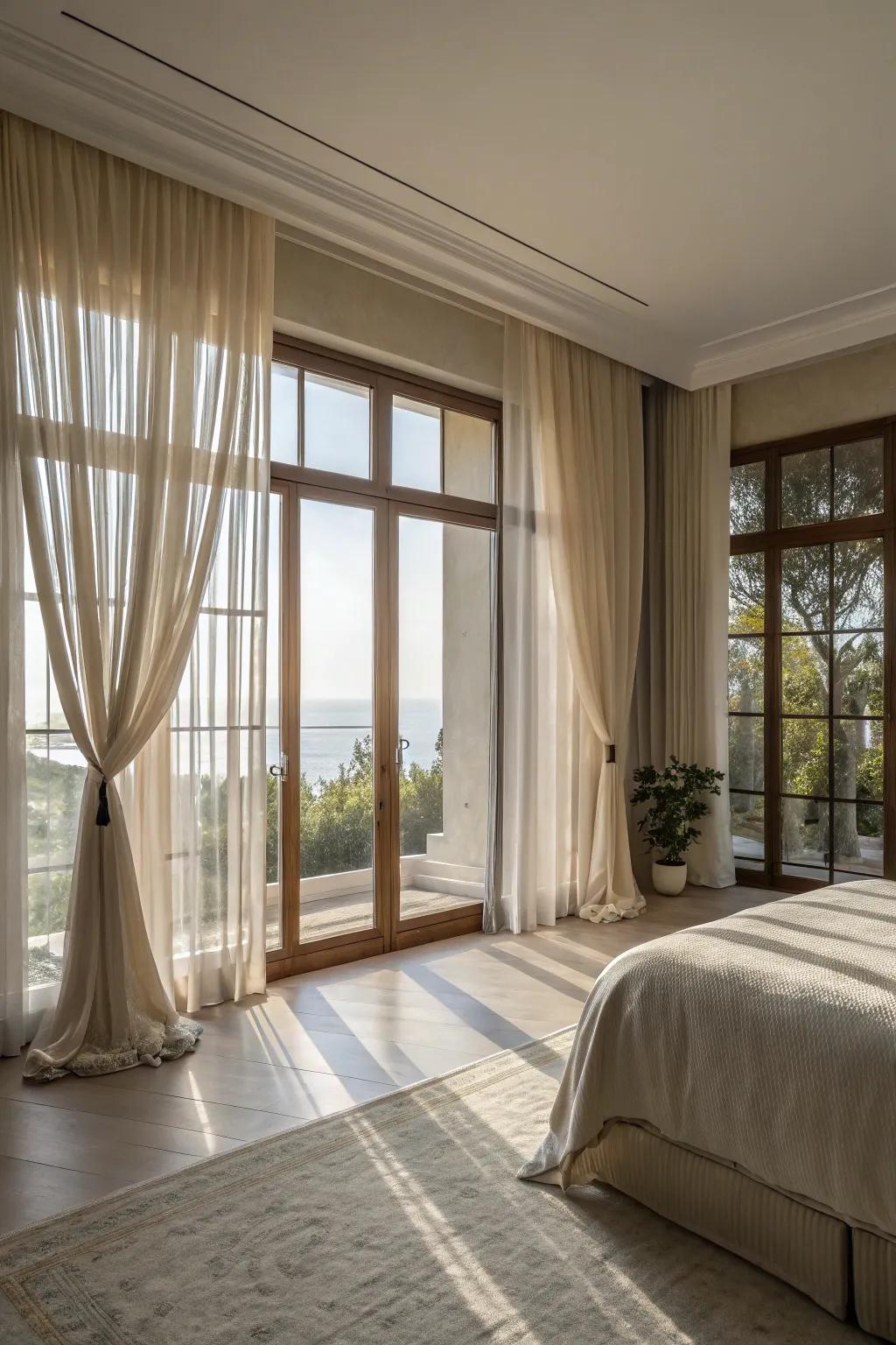 Natural light enhances the airy feel of the master bedroom.
