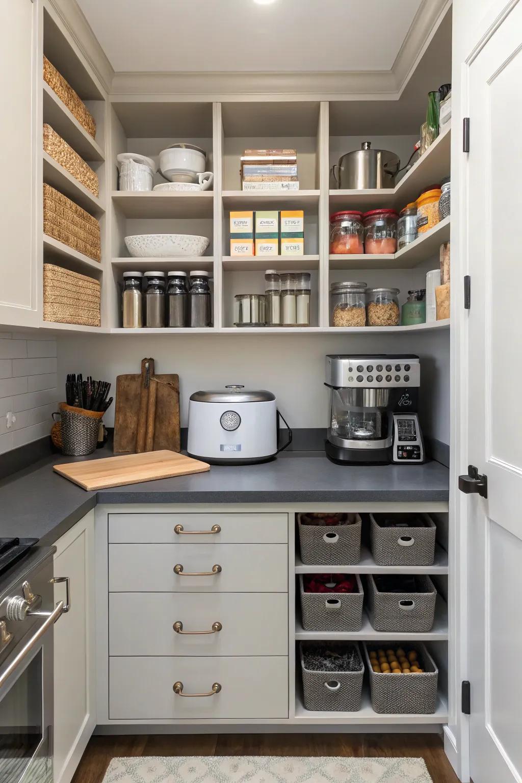 Countertops in a pantry are perfect for additional prep space.
