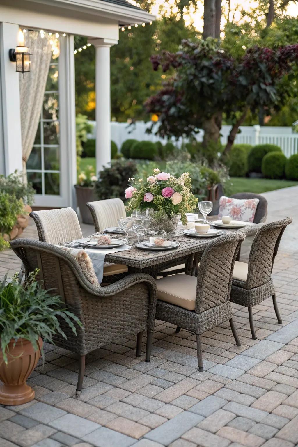 A culinary corner on the patio is idyllic for alfresco meals.