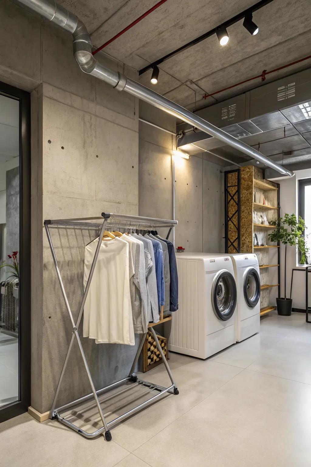 A metal drying rack offering a stylish, industrial look.