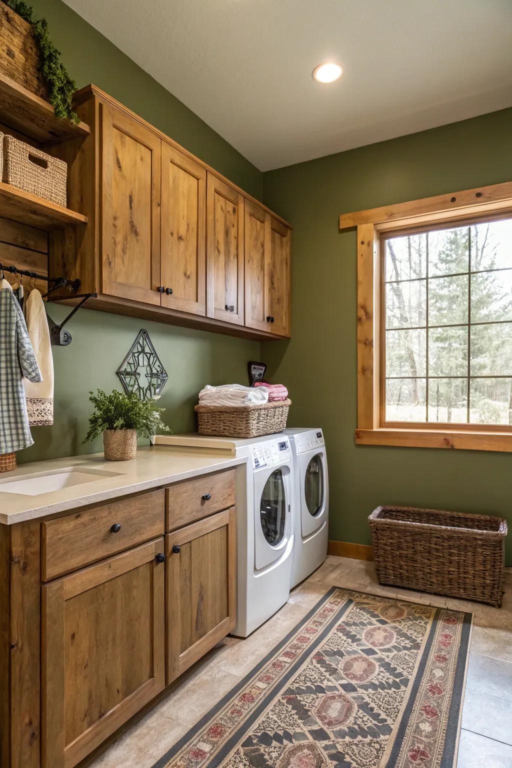 Greenish brown adds organic elegance to your laundry space.