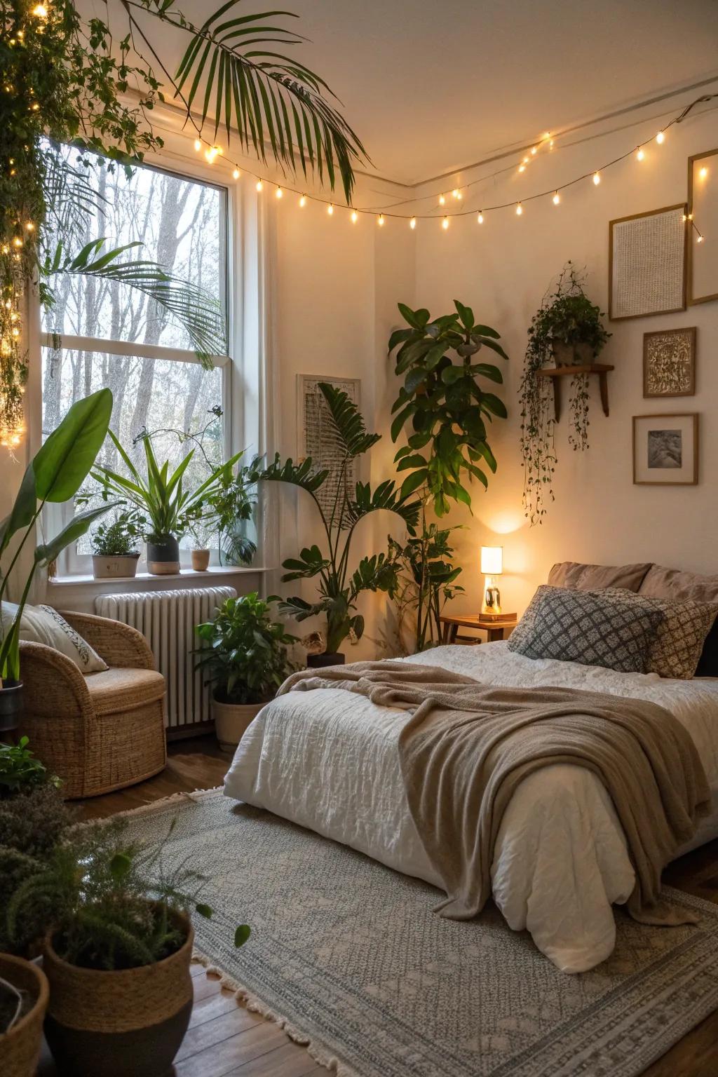 Indoor plants add liveliness and a hint of nature to the setting.