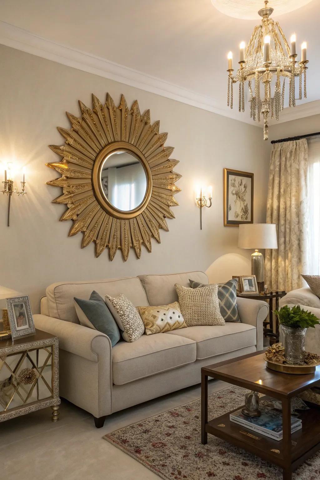 Present sunlit vibes to your living room with a sunburst reflector.