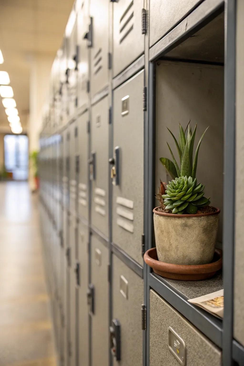 Introduce a fragment of nature using diminutive plants or succulents.