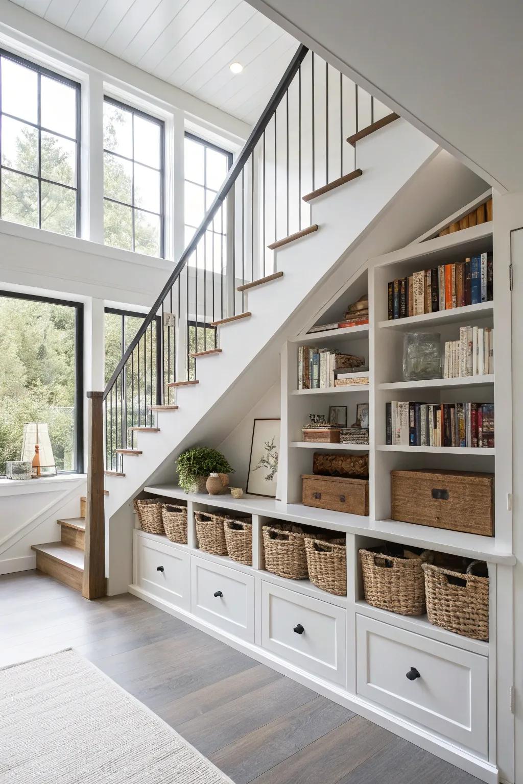 Innovative storage options that keep a loft structured and spacious.