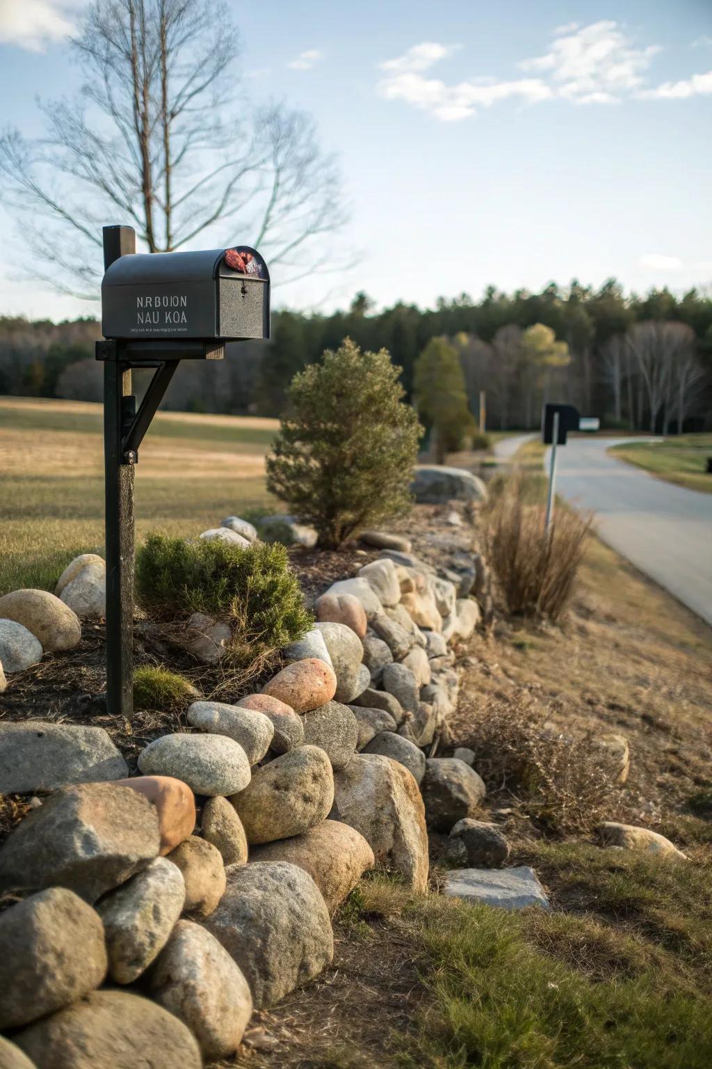 Layered rocks add height and interest to your mailbox landscape.