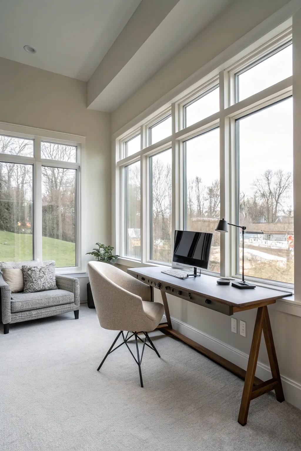 In this office, natural light transforms it into an inviting and vibrant space.