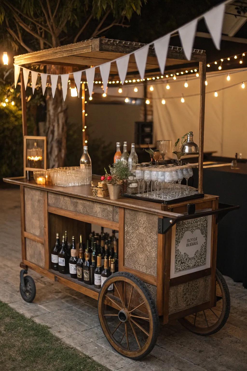 Vintage elements create a nostalgic vibe for this mobile bar.