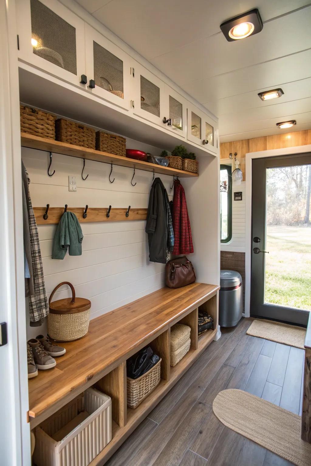 A practical mudroom expansion that keeps the home neat and structured.
