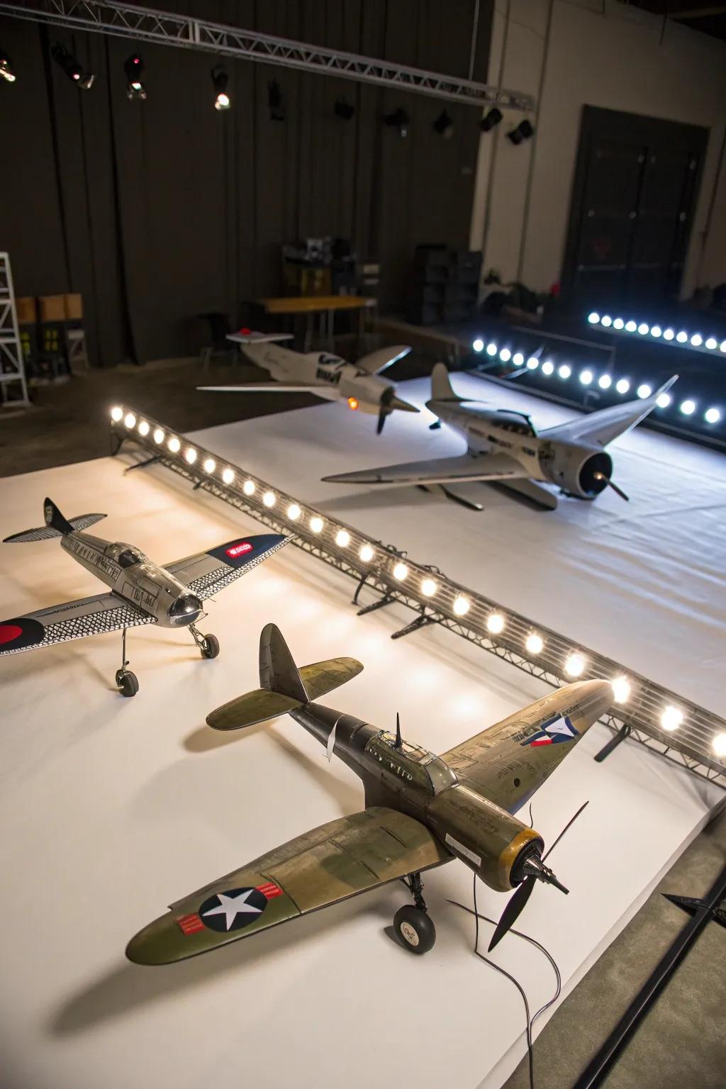 Lighting can greatly enhance the charm of your model aircraft presentation.