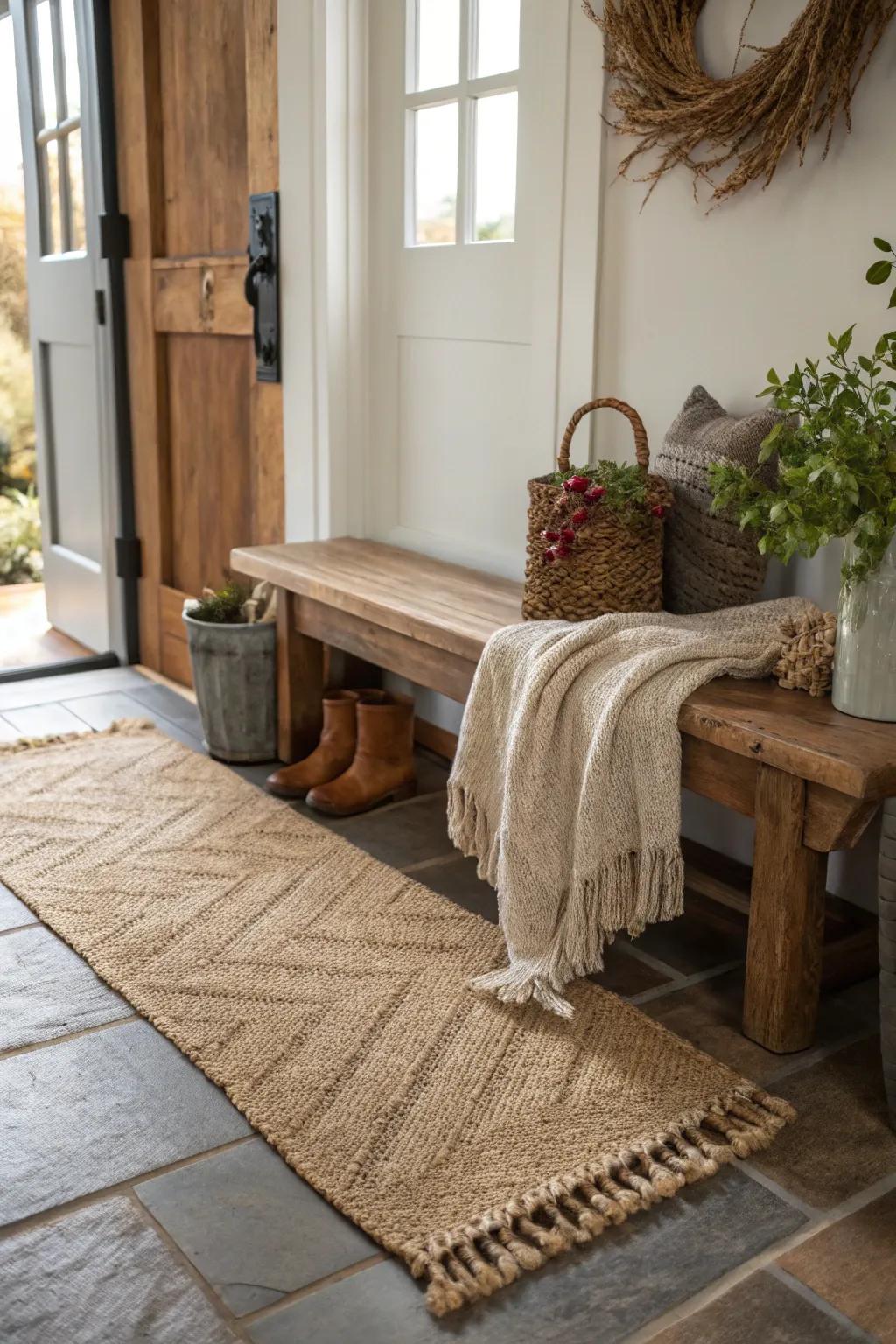 Textured fabrics create a welcoming atmosphere.