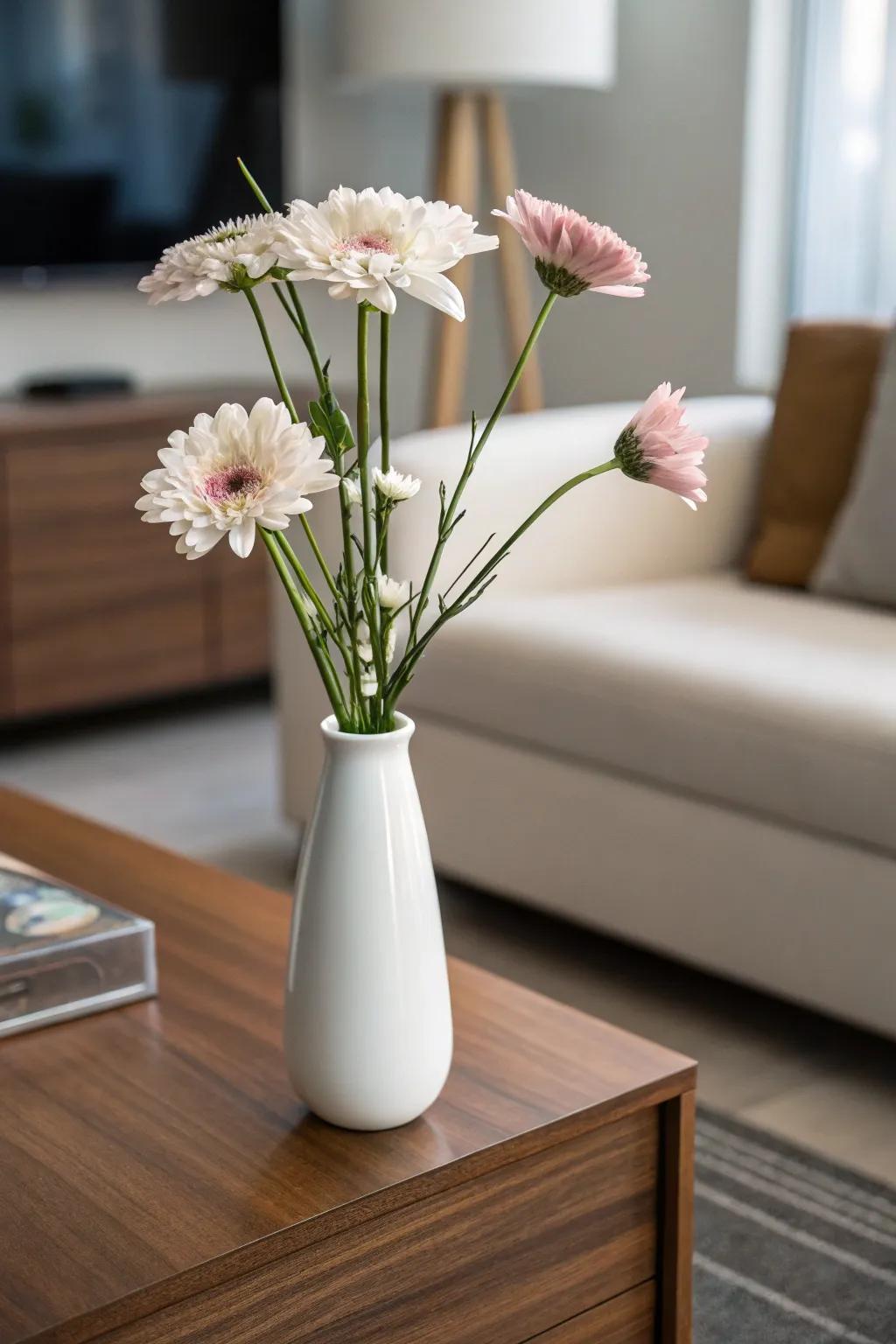 A minimalistic floral display that emphasizes simplicity and grace.