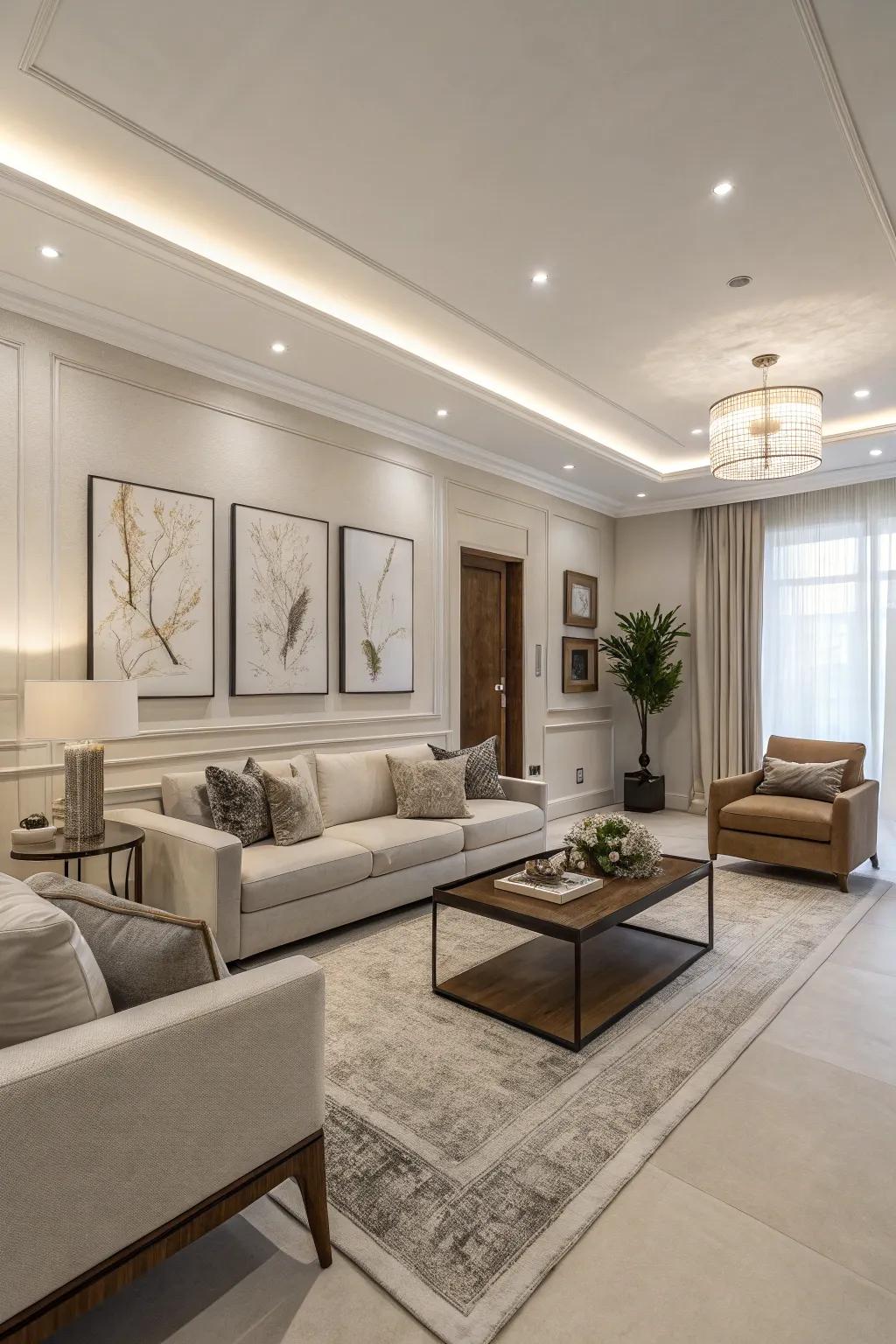 Contemporary interiors that balance updated elegance with comfort.