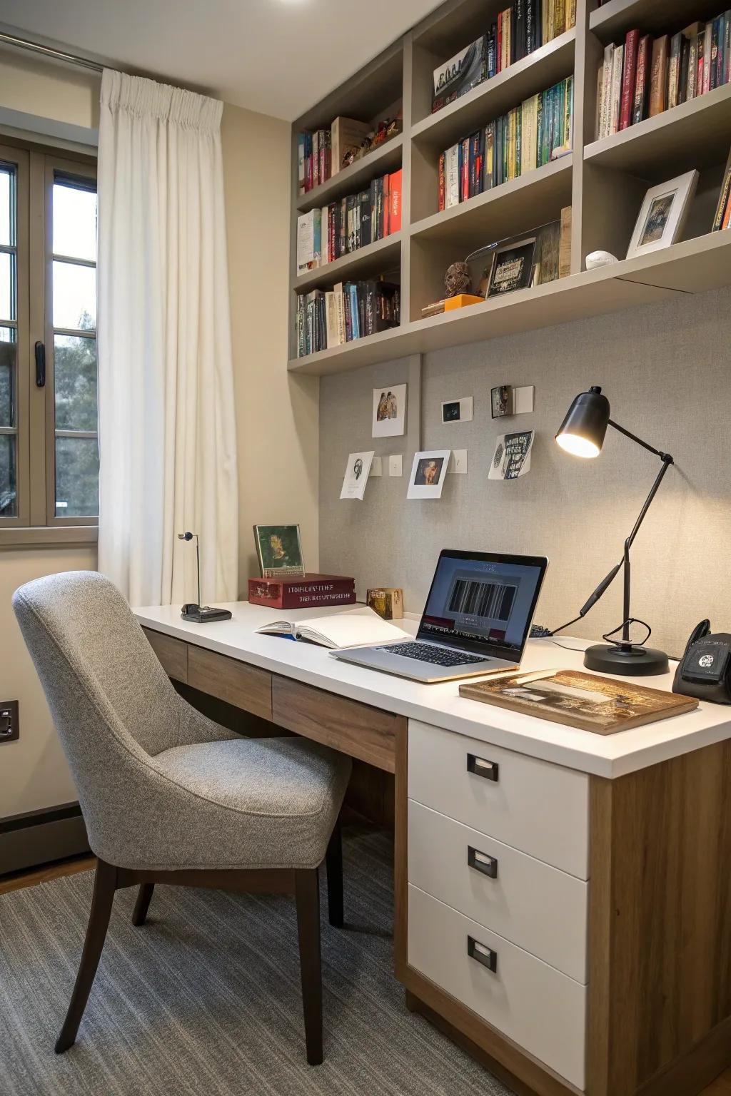 A tech-ready study room with modern devices seamlessly integrated.