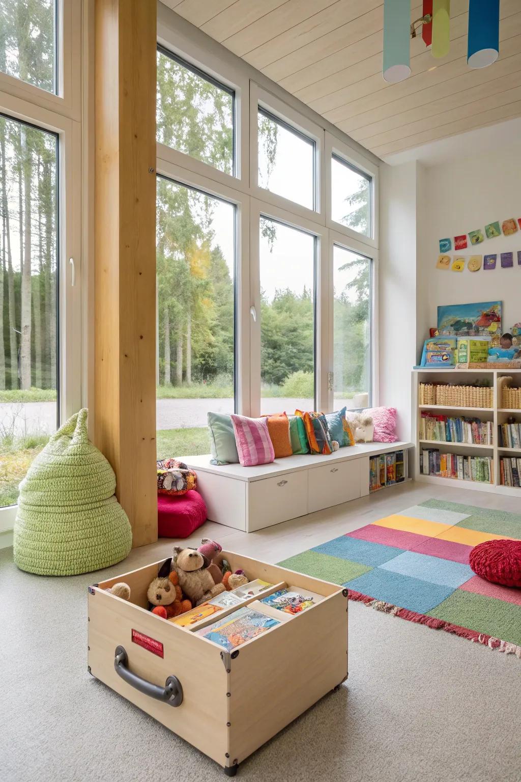 Open spots invite children to move and explore.