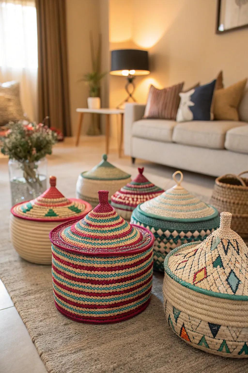 Stylish handmade organizers providing practical storage.