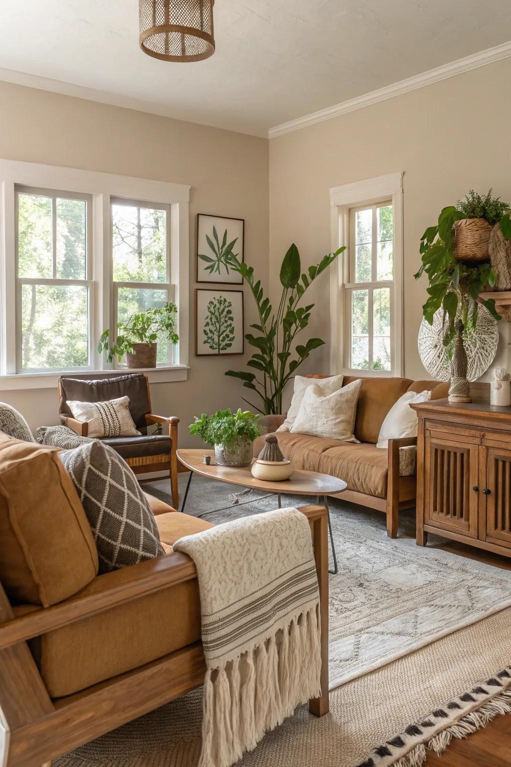 Understated hues produce an untroubled as well as balanced family room.