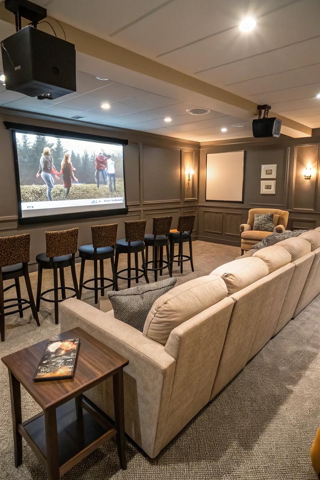 Flexible seating choices ensure every viewing is comfortable.
