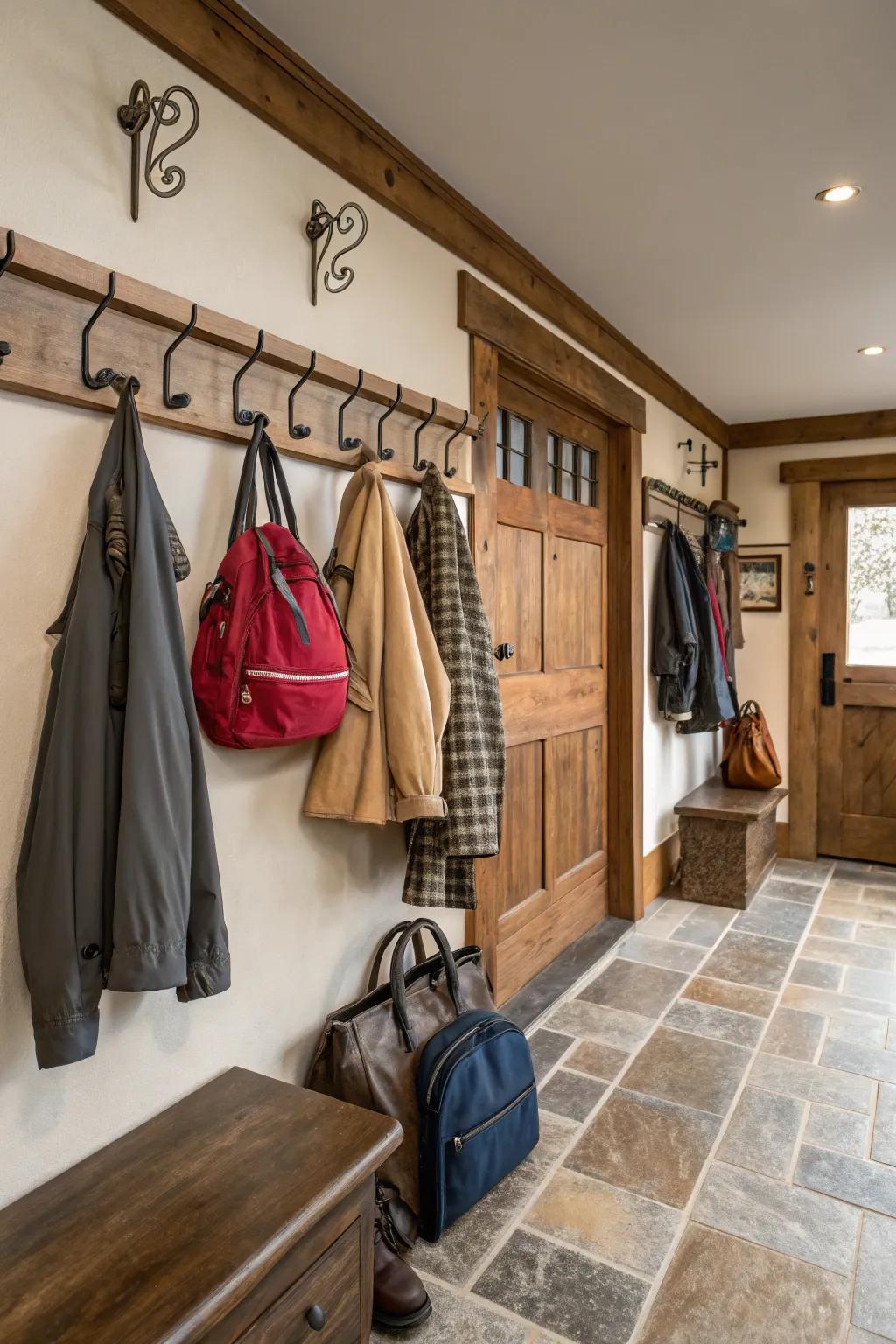 Maintain essentials within reach with wall hangers.