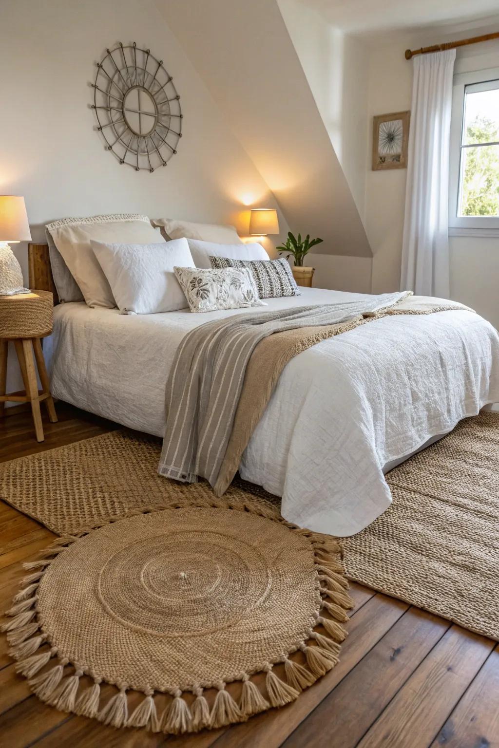 Organic feels add depth and comfort to a nature-inspired bedroom.