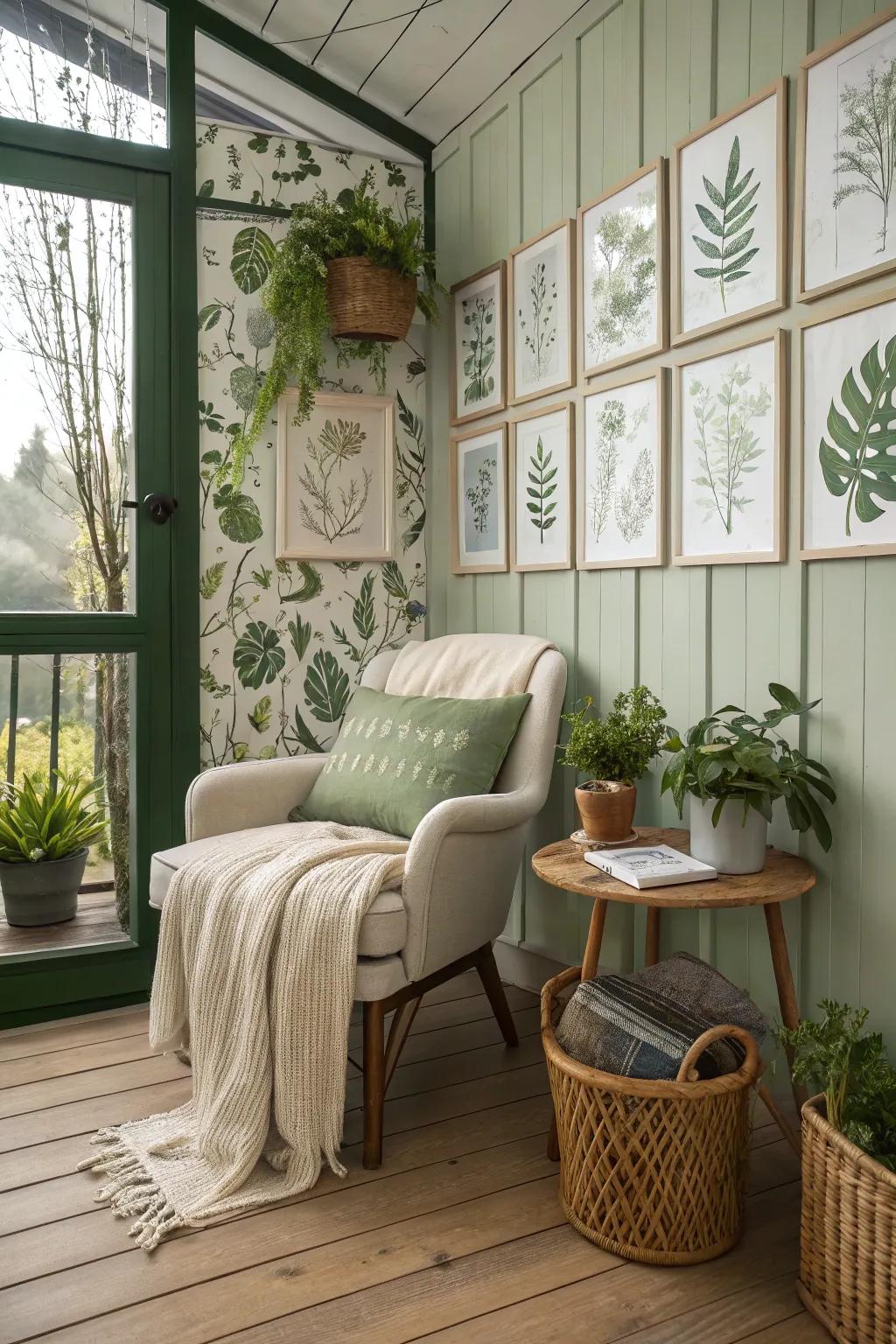 Create a serene garden hideaway indoors with nature-inspired decor.