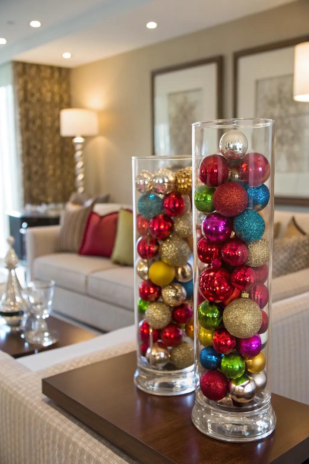 Simple and elegant ornament-filled vases.