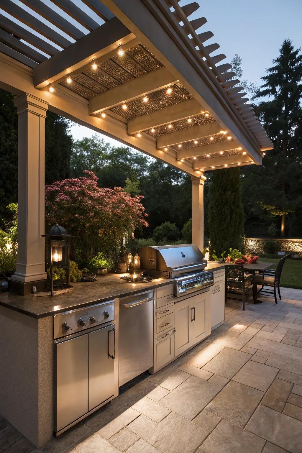Integrated lighting in pergolas offers a stylish and cohesive look.