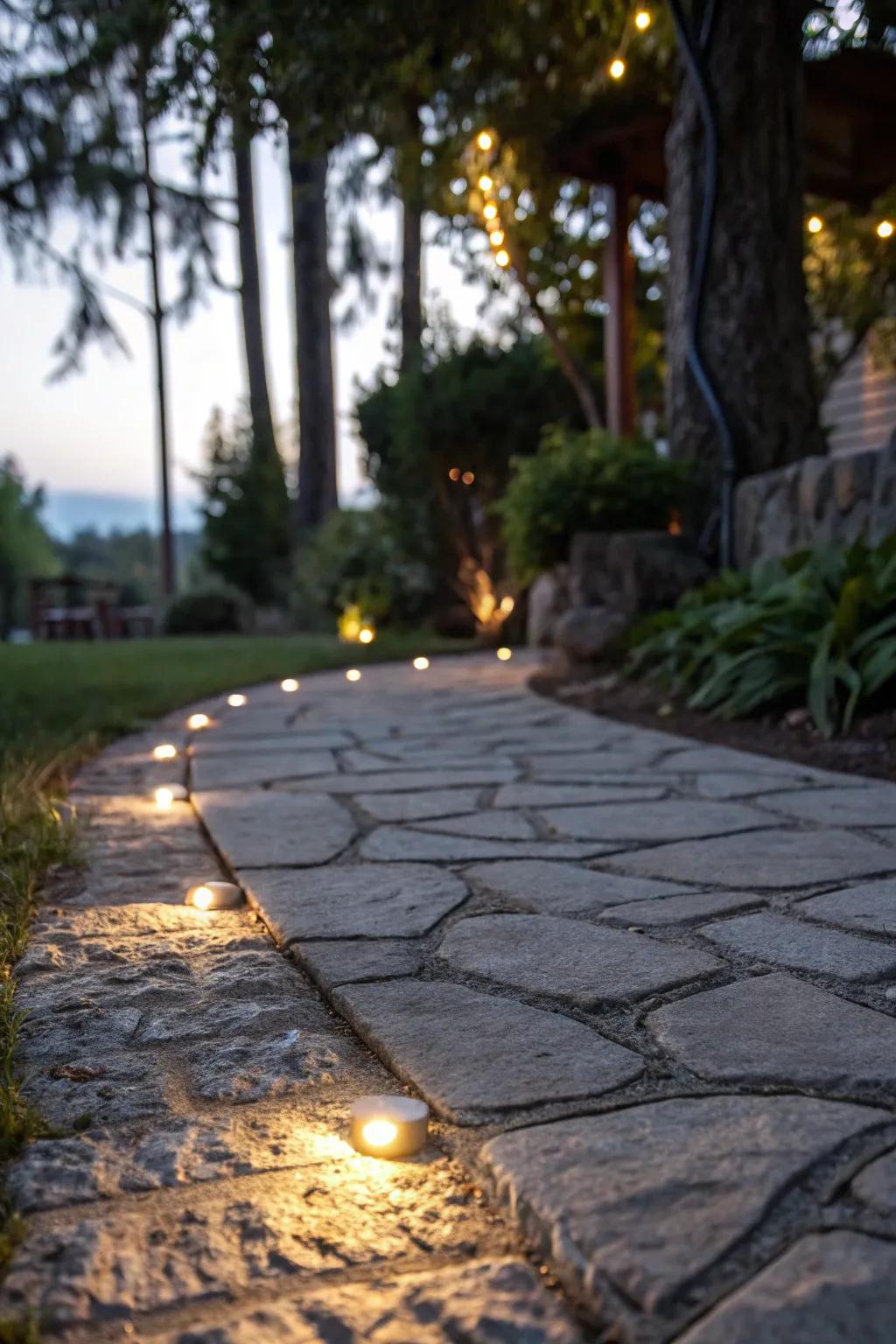 Stone-set lights for a countryside charm.