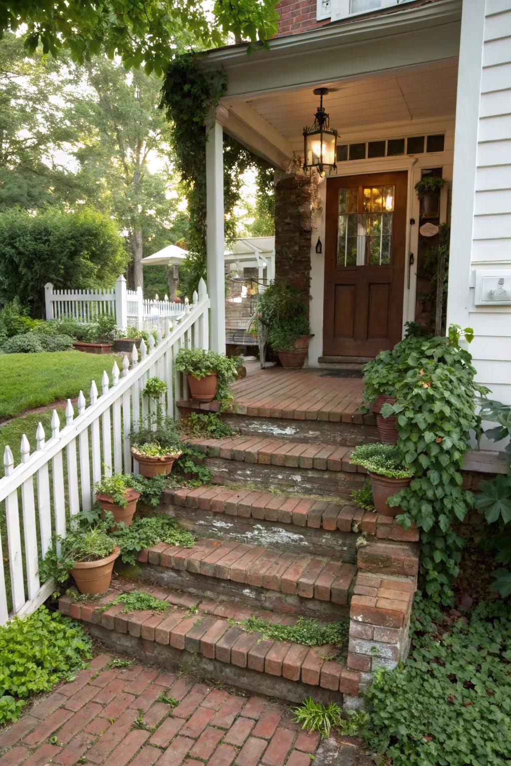 Appealing brick steps that add rustic charm to any abode.