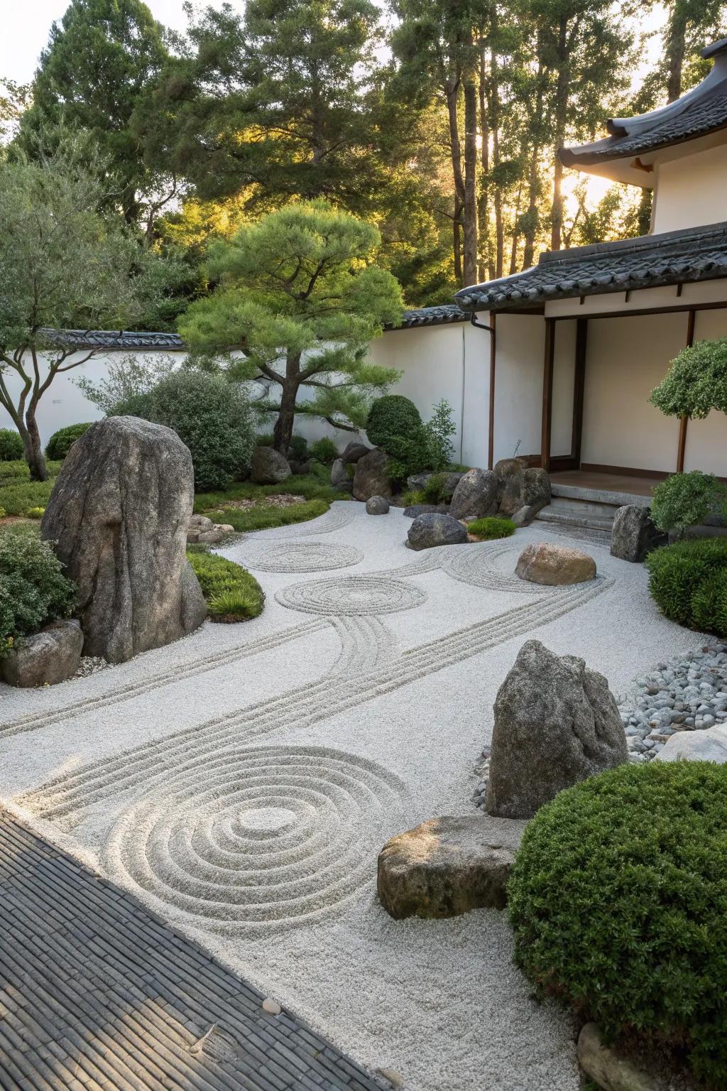 Discover serenity in a straightforward, elegant Zen garden.