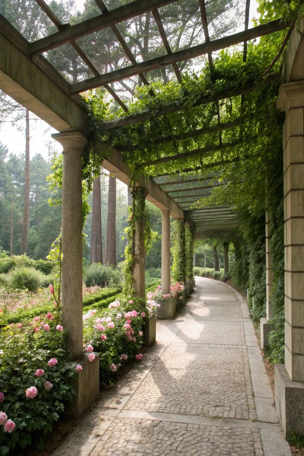 Sound-absorbing walls create a quiet and relaxing outdoor space.