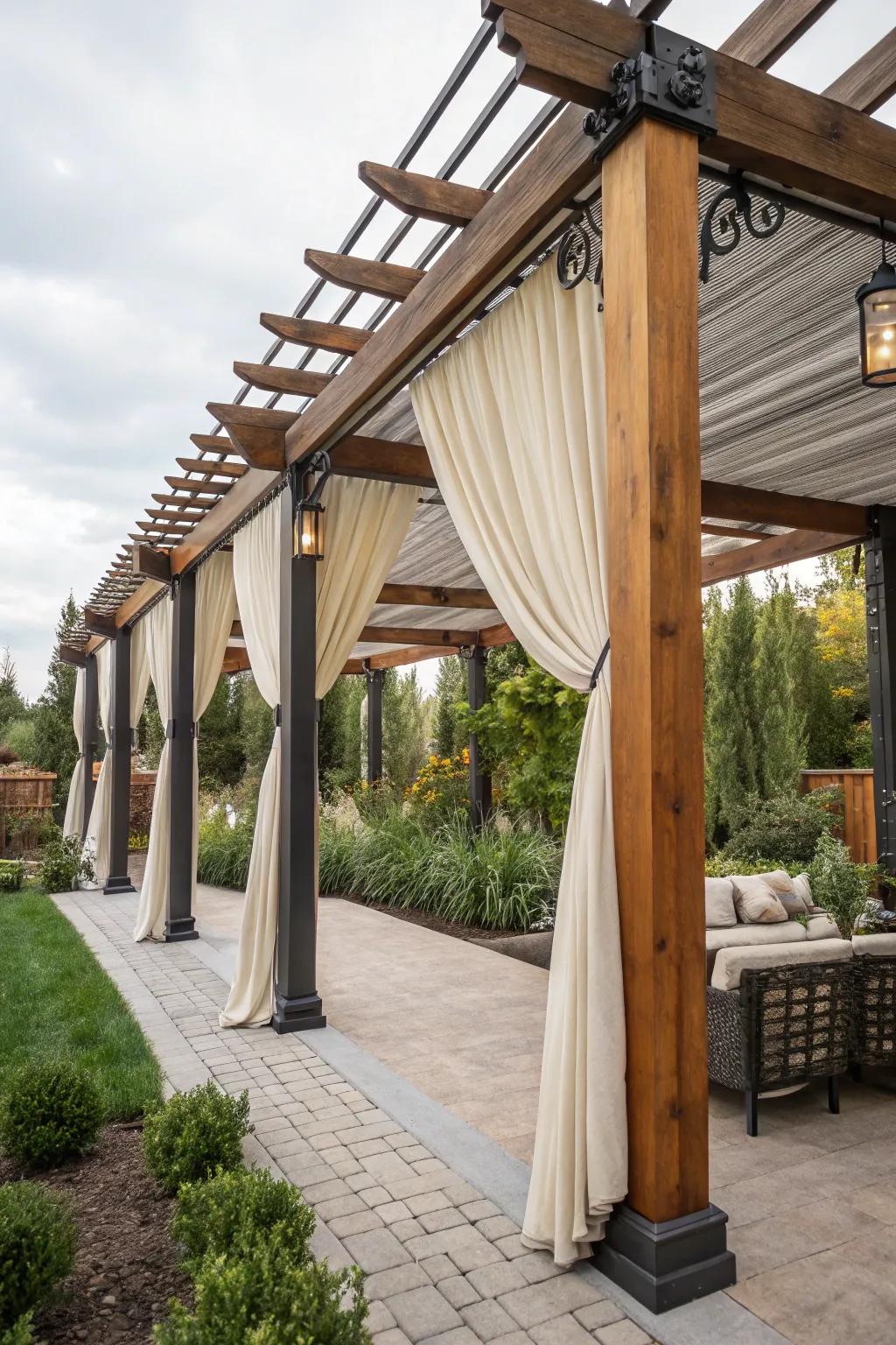 Complex designs add depth and character to any pergola.