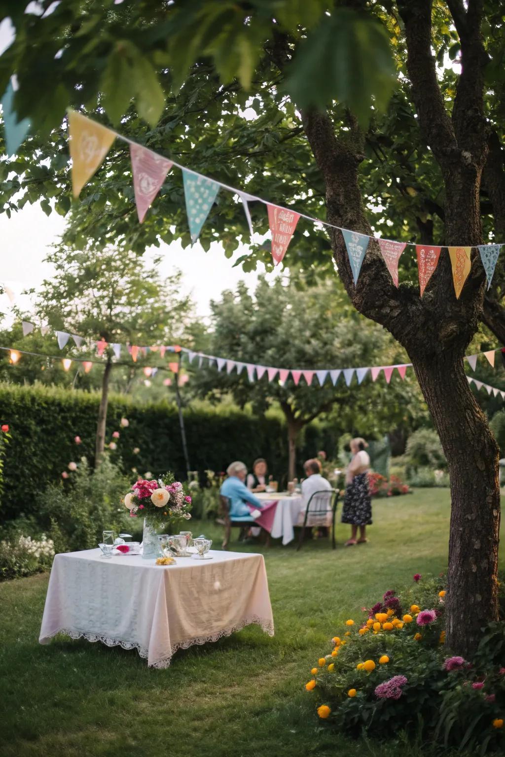 Craft staple bunting with vibrant cloths.