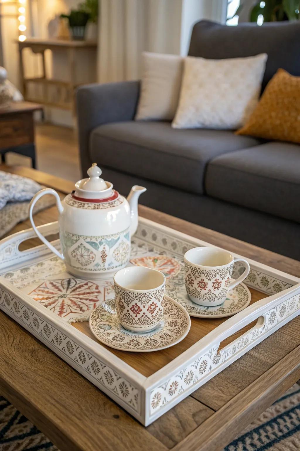 A fine ceramic tray blending beauty with practical use.